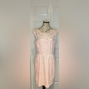 WHBM Pink Lace Dress Size 12 P2P 21 Length 37 Waist 19
